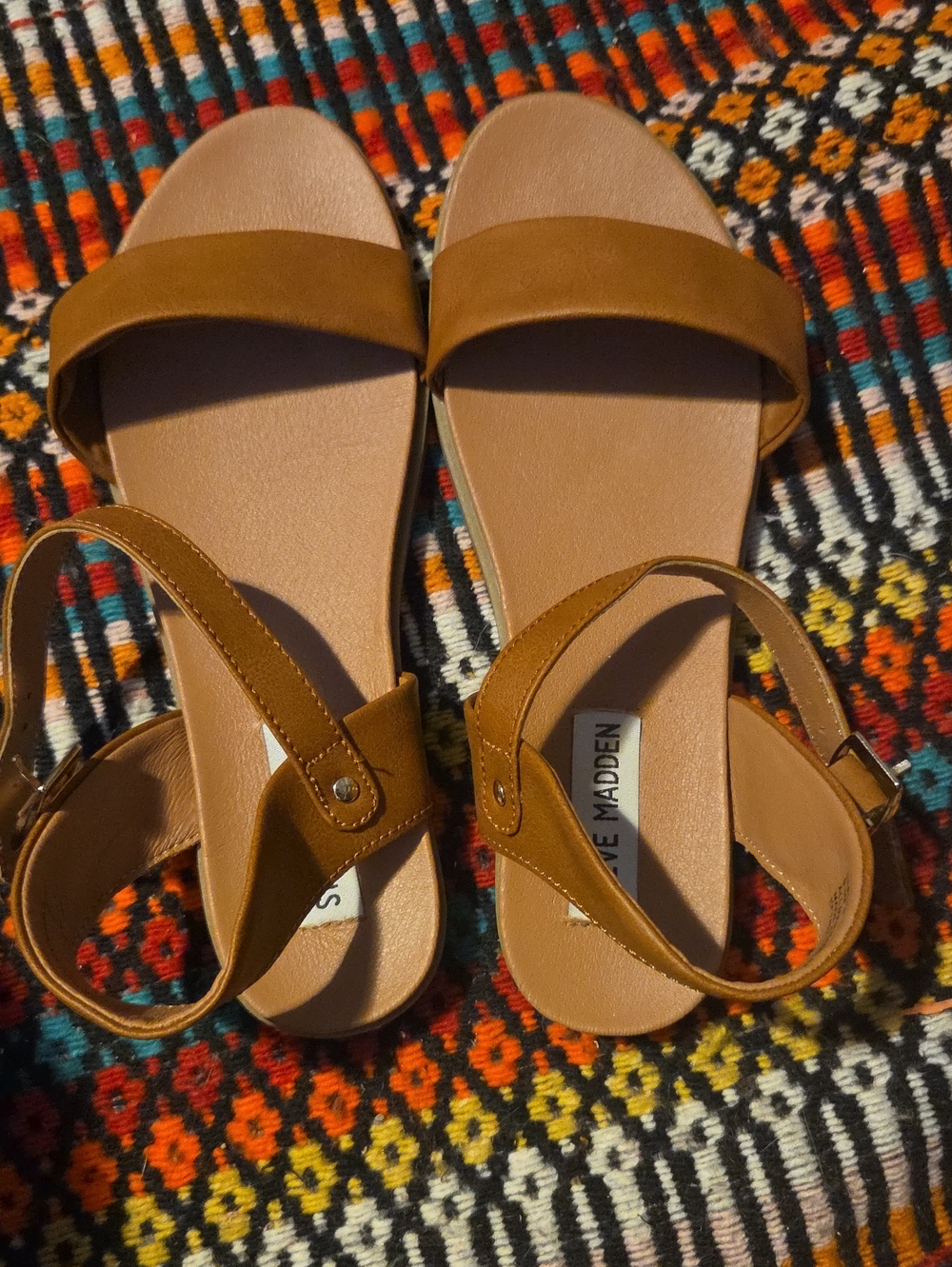 Steve Madden Brown Ankle-Strap Slide Sandals